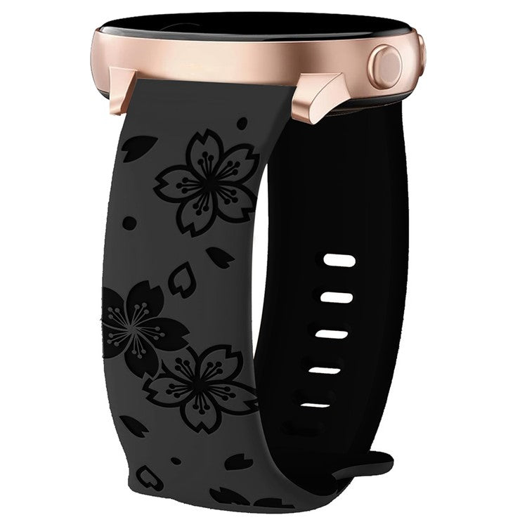 For Huawei Watch GT 3 42mm  /  GT 3 Pro 43mm  /  Samsung Gear Sport  /  Gear S2 Classic Watch Band Sakura Pattern 20mm Silicone Strap - Grey  /  Black