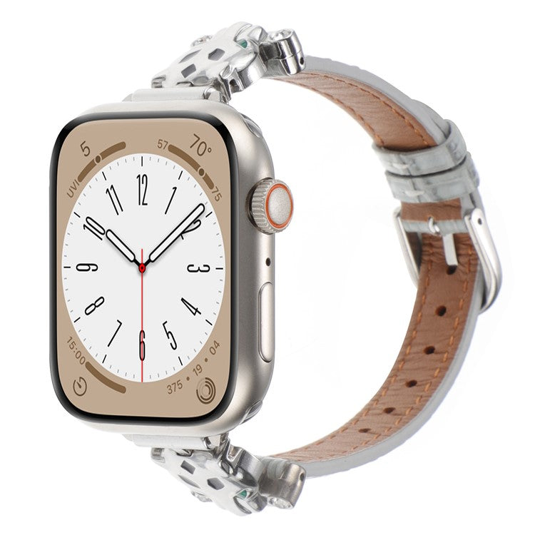 For Apple Watch Series 10 42mm / 9 8 7 41mm / SE (2023) SE (2022) SE 6 5 4 40mm / 3 2 1 38mm Watch Band Bamboo Textured - Silver / Grey