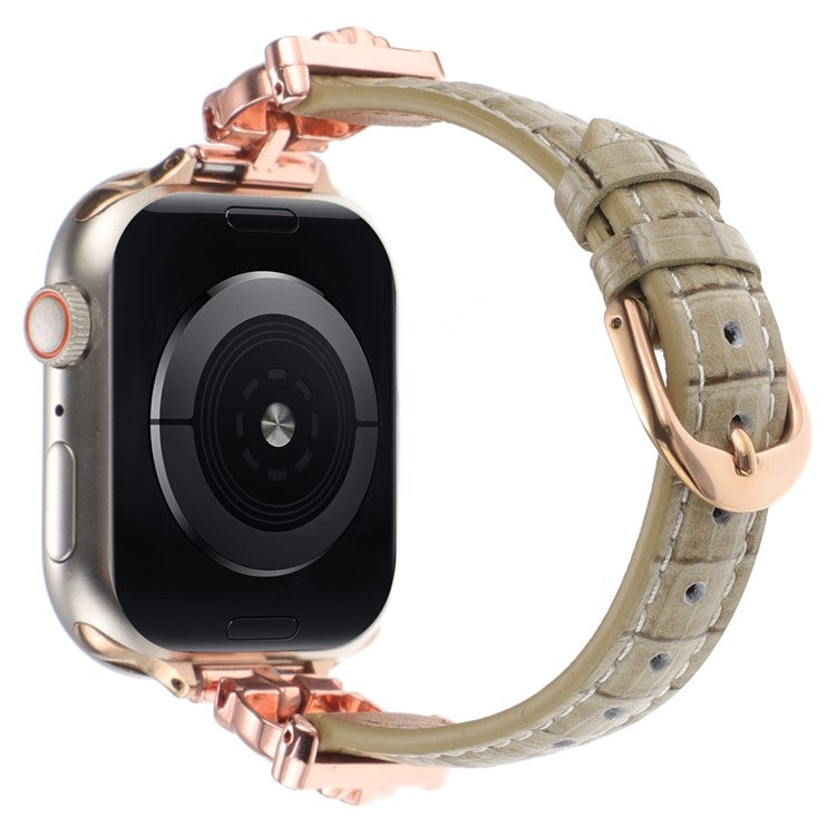 For Apple Watch Series 10 42mm / 9 8 7 41mm / SE (2023) SE (2022) SE 6 5 4 40mm / 3 2 1 38mm Watch Band Bamboo Textured - Rose Gold / Brownness