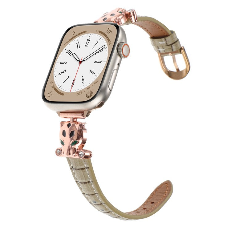 For Apple Watch Series 10 42mm / 9 8 7 41mm / SE (2023) SE (2022) SE 6 5 4 40mm / 3 2 1 38mm Watch Band Bamboo Textured - Rose Gold / Brownness