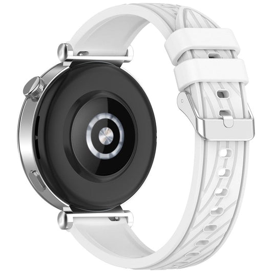 For Huawei Watch GT 3 42mm  /  Samsung Galaxy Watch7  /  6  /  5  /  4  /  5 Pro Watch Strap 20mm Textured Silicone Band - White