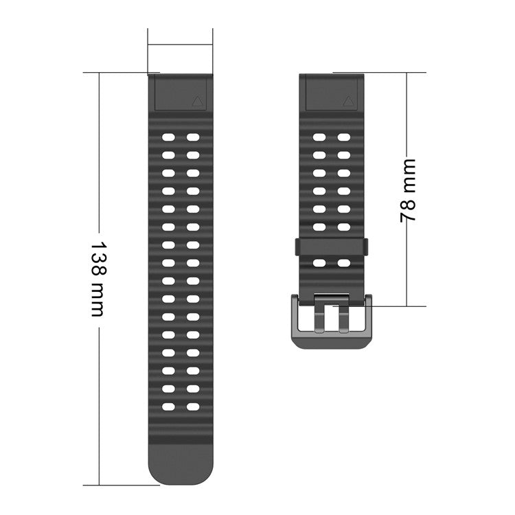 26mm Silicone Strap for Garmin Fenix 8 51mm / Enduro 3 / Enduro 2 Quick Release Ocean Watch Band - Black