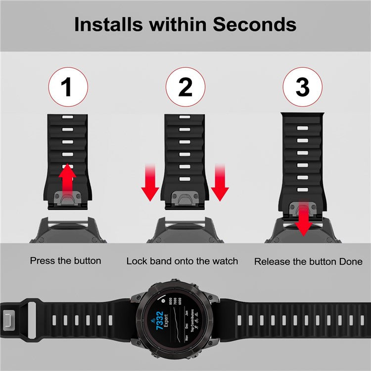 26mm Silicone Band for Garmin Fenix 8 51mm / Enduro 3 / Enduro 2 Quick Release Watch Strap - Orange