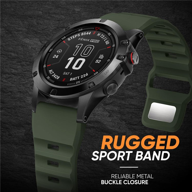 26mm Silicone Band for Garmin Fenix 8 51mm / Enduro 3 / Enduro 2 Quick Release Watch Strap - Green