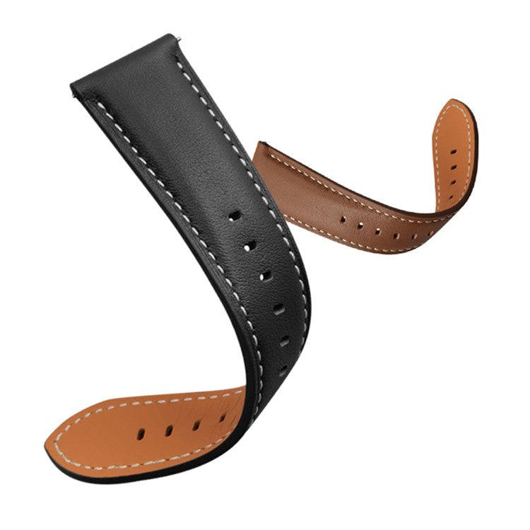 For Huawei Watch GT 5 46mm / GT 5 Pro 46mm / GT 4 46mm Replacement Band 22mm Genuine Cowhide Leather Watch Strap - Black