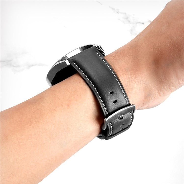 For Huawei Watch GT 5 46mm / GT 5 Pro 46mm / GT 4 46mm Replacement Band 22mm Genuine Cowhide Leather Watch Strap - Black
