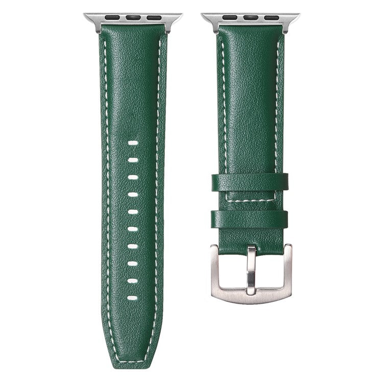 Strap for Apple Watch Series 10 42mm  /  9 8 7 41mm  /  SE (2023) SE (2022) SE 6 5 4 40mm  /  3 2 1 38mm Genuine Cow Leather Band - Green
