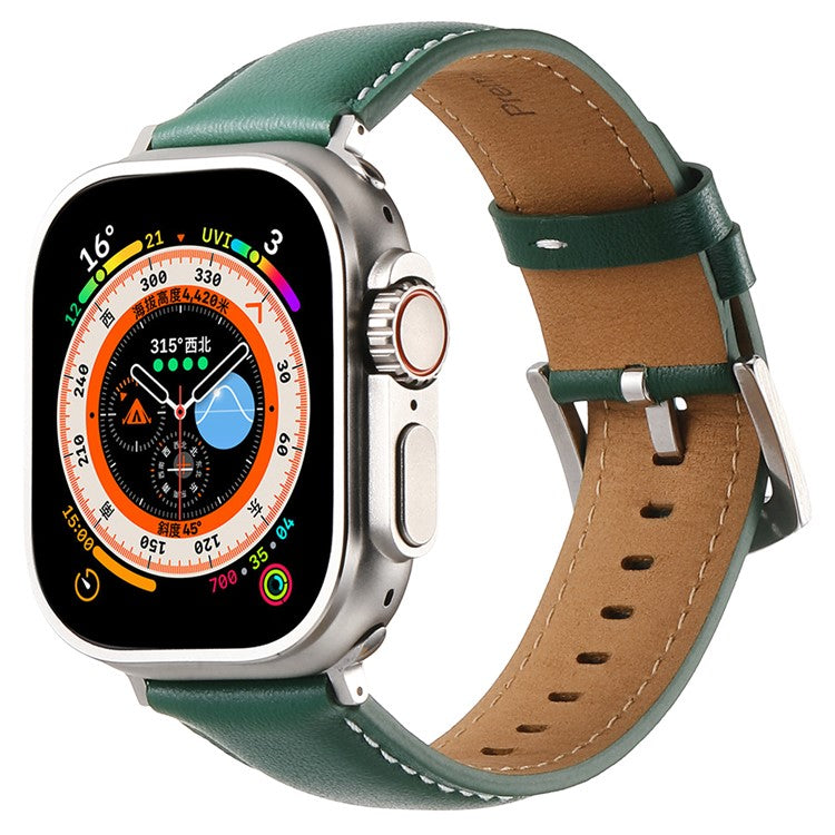 Strap for Apple Watch Series 10 42mm  /  9 8 7 41mm  /  SE (2023) SE (2022) SE 6 5 4 40mm  /  3 2 1 38mm Genuine Cow Leather Band - Green