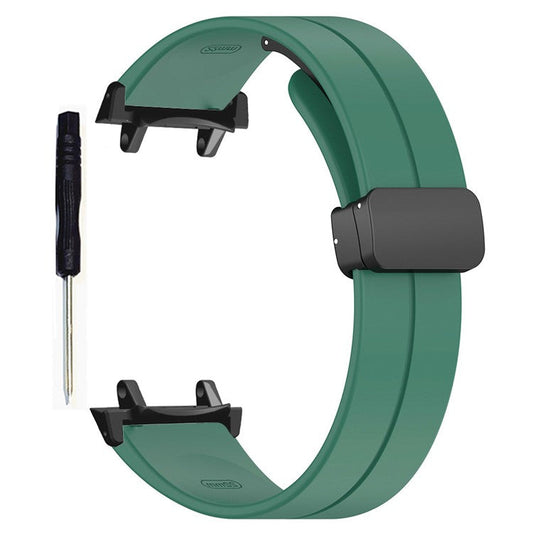 For Huami Amazfit T-Rex 3 Silicone Watch Band Magnetic Folding Buckle Wrist Strap (with Connector) - Army Green