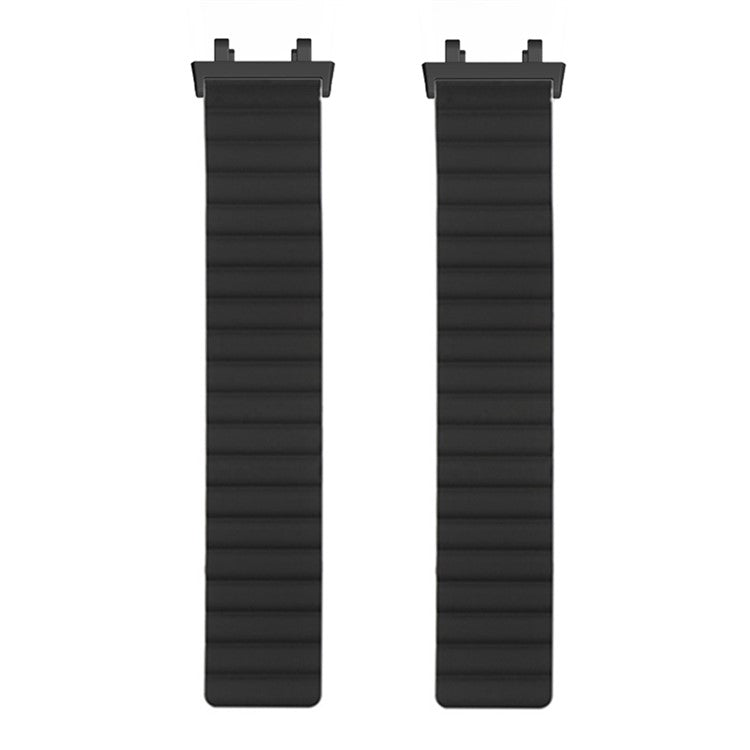 For Huami Amazfit T-Rex 3 Watch Band Adjustable Magnetic Silicone Wrist Strap with Connector - Black  /  Orange