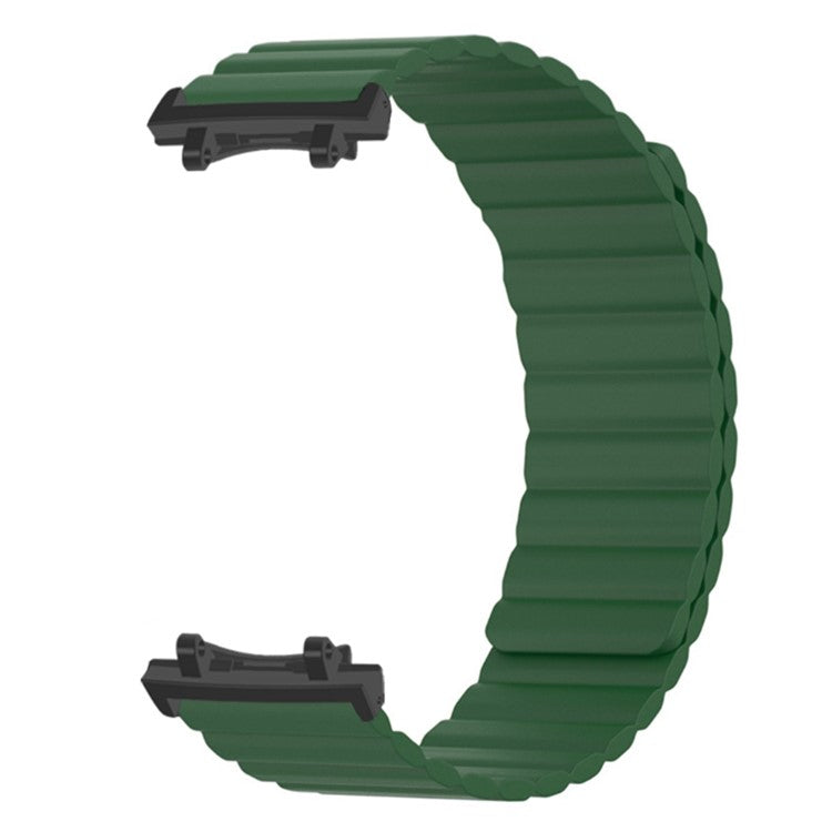 For Huami Amazfit T-Rex 3 Watch Band Adjustable Magnetic Silicone Wrist Strap with Connector - Army Green