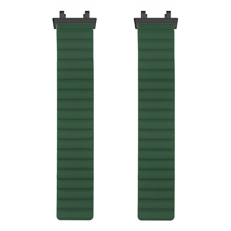 For Huami Amazfit T-Rex 3 Watch Band Adjustable Magnetic Silicone Wrist Strap with Connector - Army Green