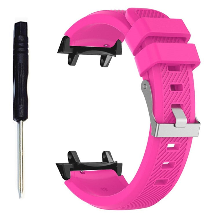 For Huami Amazfit T-Rex 3 Strap Twill Texture Soft Silicone Watch Band with Connector, Screwdriver - Rose