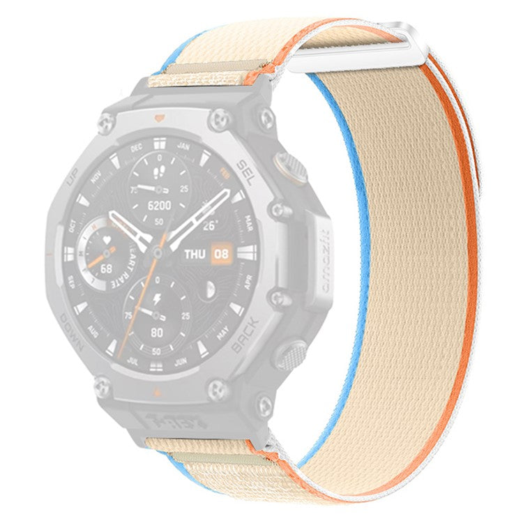 For Huami Amazfit T-Rex 3 Watch Strap Nylon Loop Adjustable Wrist Band with Connector - Milky White