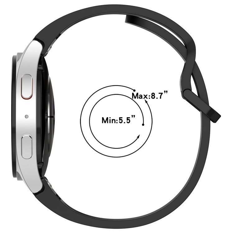For Samsung Galaxy Watch7 44mm / FE 40mm Watch Band Replacement Silicone Strap with Dual Buckle - Black