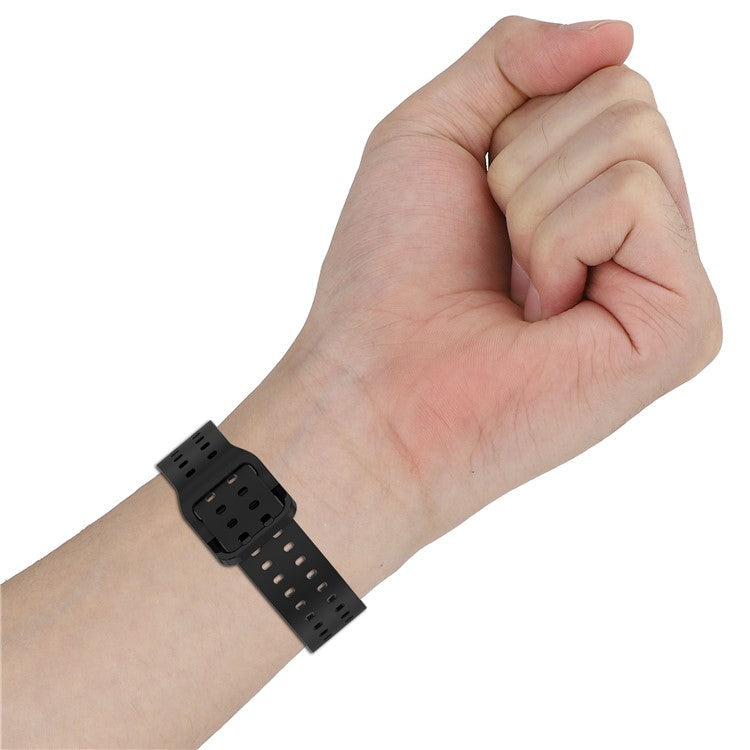 For Samsung Galaxy Watch7 44mm / FE 40mm Watch Band Replacement Silicone Strap with Dual Buckle - Black