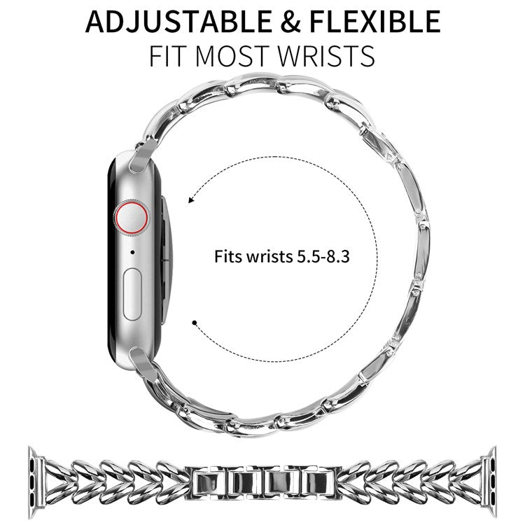 Strap for Apple Watch Series 10 46mm / Ultra 2 / Ultra 49mm / 9 8 7 45mm / SE (2023) SE (2022) SE 6 5 4 44mm / 3 2 1 42mm Twisted Metal Band - Silver