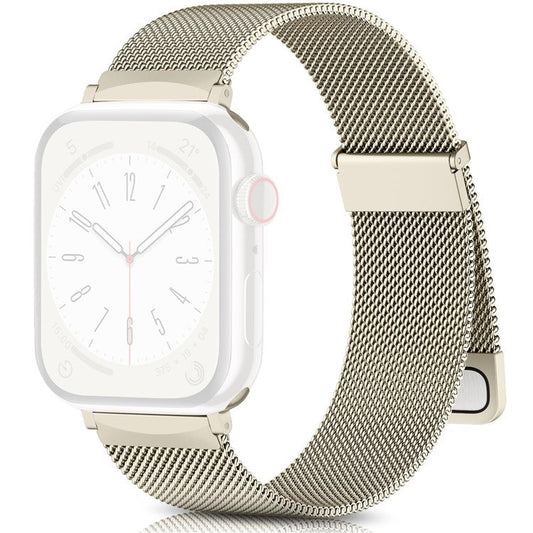 For Apple Watch Series 10 42mm / 9 8 7 41mm / SE (2023) SE (2022) SE 6 5 4 40mm / 3 2 1 38mm Metal Strap Watchband - Champagne Gold