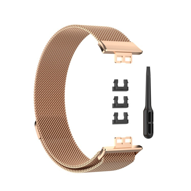 For Huawei Watch Fit Special Edition B39 / TIA-B09 / TIA-B19 Stainless Steel Mesh Watchband Replacement Adjustable Watch Strap - Rose Gold