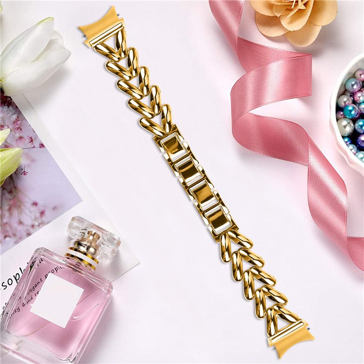 Zinc Alloy Watch Band for Samsung Galaxy Watch 5  /  Watch4 40mm  /  44mm  /  45mm  /  46mm Twisted Watch Strap with Quick Release Connector - Gold