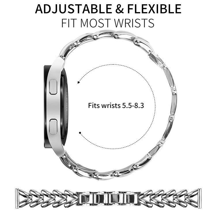 Zinc Alloy Watch Band for Samsung Galaxy Watch4 44mm  /  40mm Twisted Metal Watch Strap Replacement - Silver