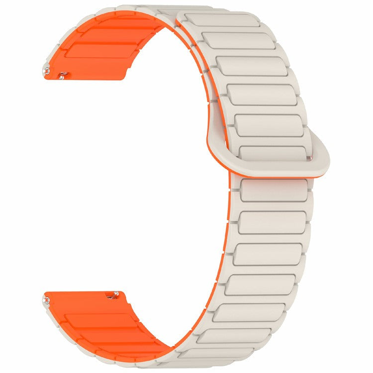 For Samsung Galaxy Watch7 44mm / 40mm / Watch FE 40mm / Watch6 40mm / 44mm Silicone Band Dual Color 20mm Magnetic Watch Strap - Starlight / Orange