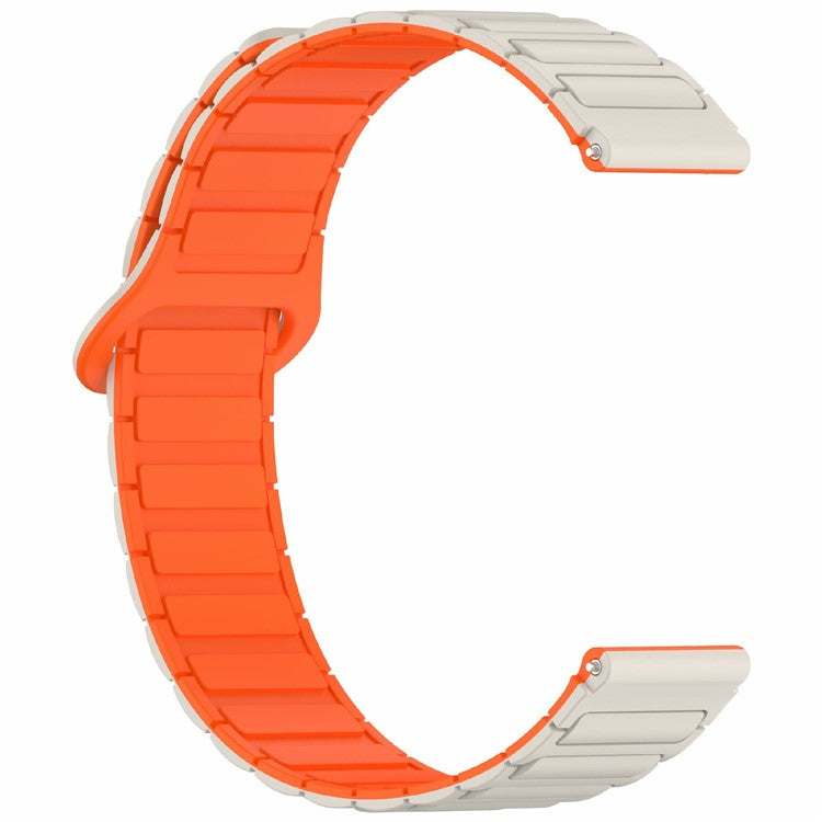 For Samsung Galaxy Watch7 44mm / 40mm / Watch FE 40mm / Watch6 40mm / 44mm Silicone Band Dual Color 20mm Magnetic Watch Strap - Starlight / Orange