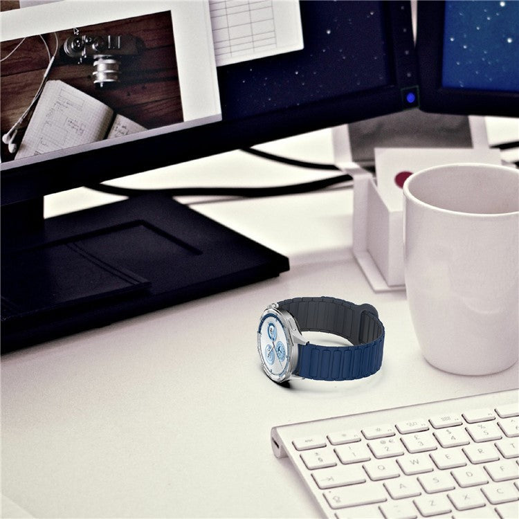 For Samsung Galaxy Watch7 44mm / 40mm / Watch FE 40mm / Watch6 40mm / 44mm Silicone Band Dual Color 20mm Magnetic Watch Strap - Starlight / Orange