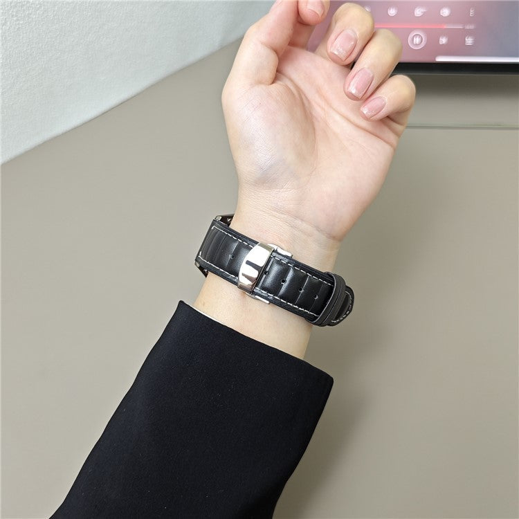 For Huawei Watch GT 5 Pro 42mm / GT 5 41mm Universal 18mm Genuine Cowhide Leather Watch Strap - Black