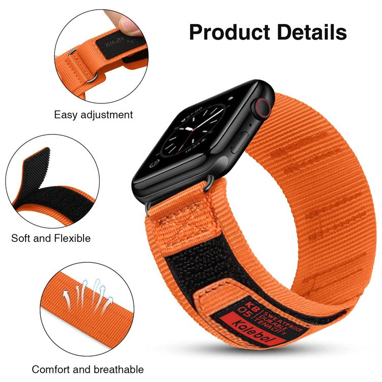 KALEBOL 3-ring Nylon Strap for Apple Watch Series 10 46mm / Ultra 2 /  Ultra 49mm / 9 8 7 45mm / SE (2023) SE (2022) SE 6 5 4 44mm / 3 2 1 42mm - Orange
