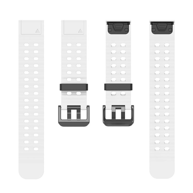 22mm Silicone Strap for Garmin Fenix 8 47mm / Fenix E 47mm / Quatix 7 Pro Multiple Holes Watchband - White