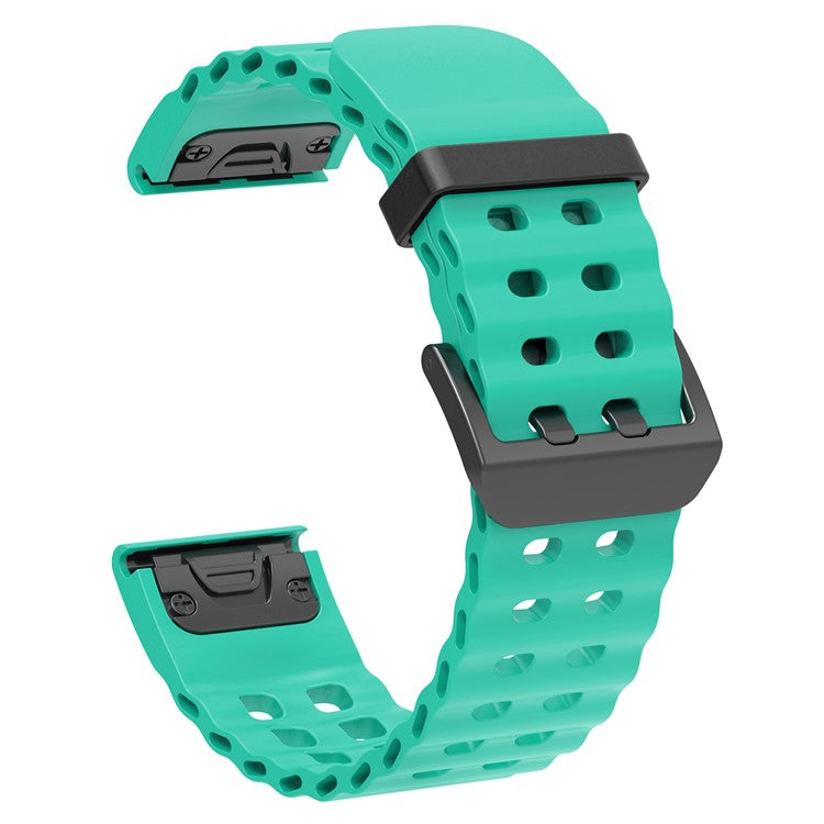 22mm Silicone Strap for Garmin Fenix 8 47mm / Fenix E 47mm / Quatix 7 Pro Multiple Holes Watchband - Teal Green