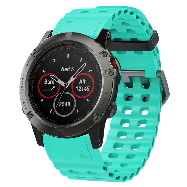 22mm Silicone Strap for Garmin Fenix 8 47mm / Fenix E 47mm / Quatix 7 Pro Multiple Holes Watchband - Teal Green