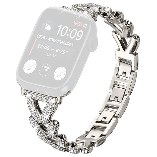 Zinc Alloy Twisted Watch Band for Apple Watch 10 42mm  /  9 8 7 41mm  /  SE (2023)  /  (2022)  /  (2020) 6 5 4 40mm  /  3 2 1 38mm - Starlight