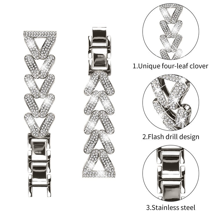 Zinc Alloy Twisted Watch Band Rhinestone Decor for Samsung Galaxy Watch Active Watch Strap Replacement - Starlight