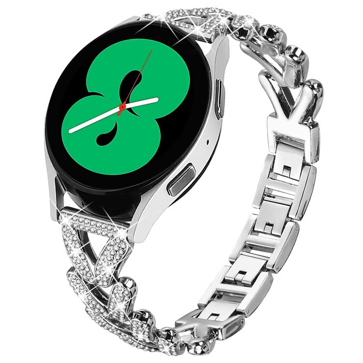 Zinc Alloy Twisted Watch Band Rhinestone Decor for Garmin Forerunner 55  /  Garmin Venu Watch Strap - Silver
