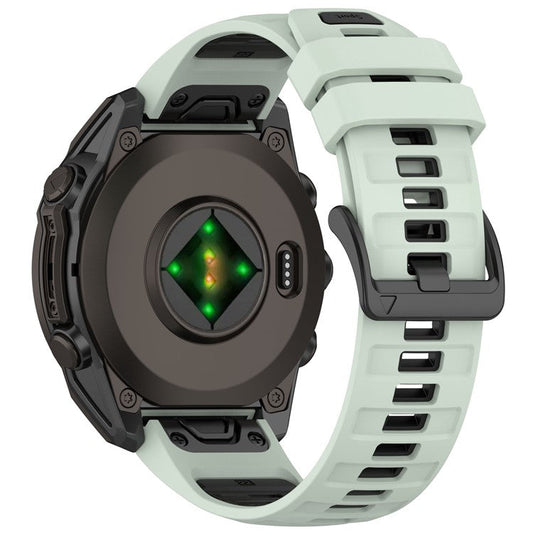 For Garmin Fenix 8 43mm / Fenix 7S Watch Band 20mm Quick Release Silicone Wrist Strap - Mint Green / Black