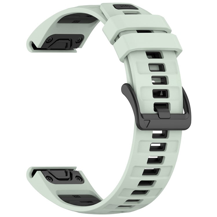 For Garmin Fenix 8 43mm / Fenix 7S Watch Band 20mm Quick Release Silicone Wrist Strap - Mint Green / Black