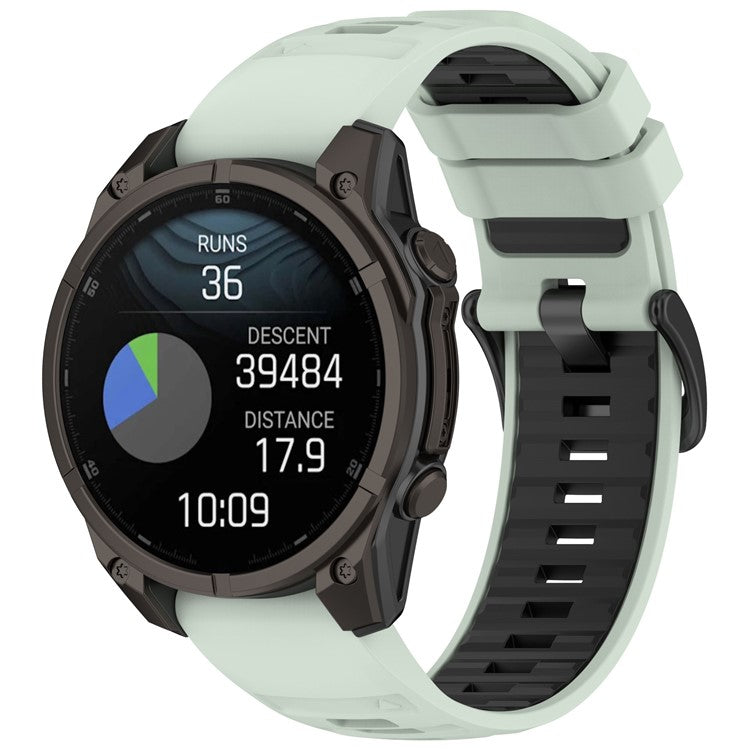 For Garmin Fenix 8 43mm / Fenix 7S Watch Band 20mm Quick Release Silicone Wrist Strap - Mint Green / Black