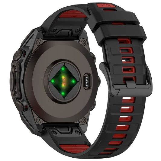 For Garmin Fenix 8 43mm / Fenix 7S Watch Band 20mm Quick Release Silicone Wrist Strap - Black / Red