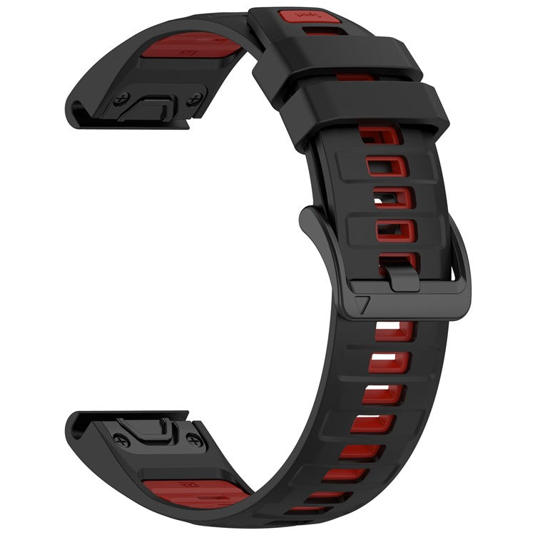For Garmin Fenix 8 43mm / Fenix 7S Watch Band 20mm Quick Release Silicone Wrist Strap - Black / Red
