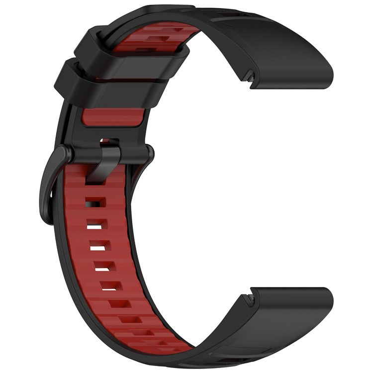 For Garmin Fenix 8 43mm / Fenix 7S Watch Band 20mm Quick Release Silicone Wrist Strap - Black / Red