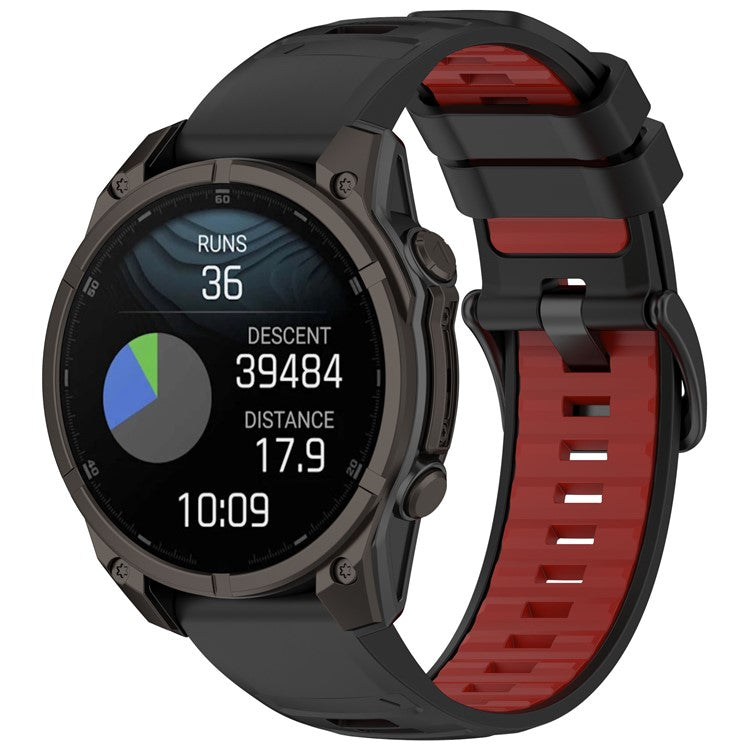 For Garmin Fenix 8 43mm / Fenix 7S Watch Band 20mm Quick Release Silicone Wrist Strap - Black / Red