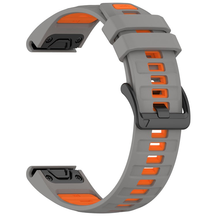 For Garmin Fenix 8 51mm / Enduro 3 / Fenix 7X Watch Band 26mm Quick Release Silicone Wrist Strap - Grey / Orange