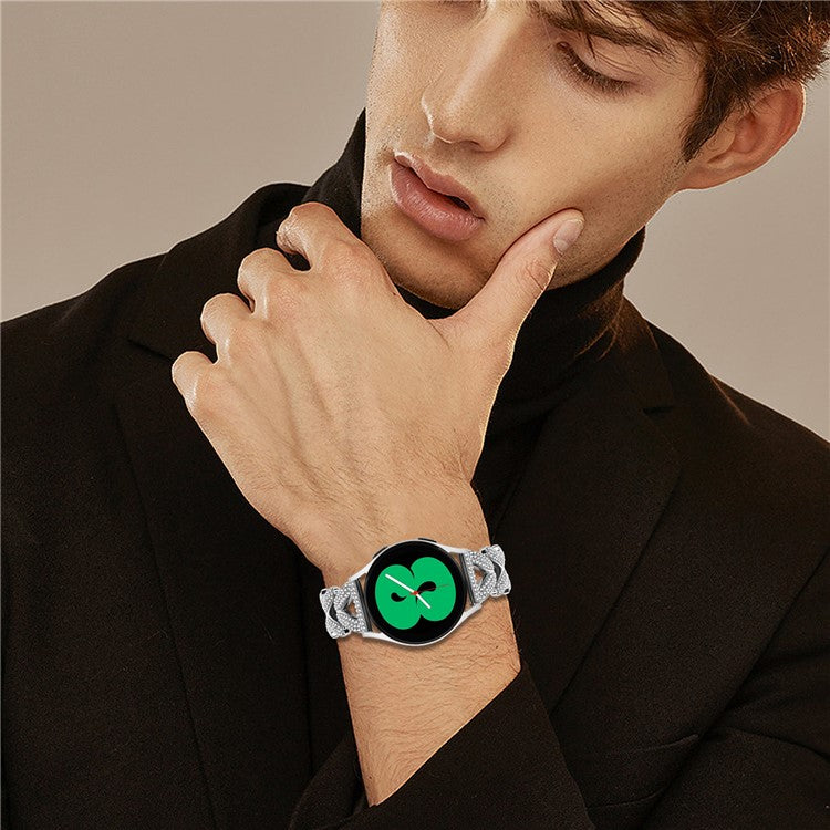 Zinc Alloy Twisted Watch Band Rhinestone Decor for Withings Steel Watch Strap - Silver