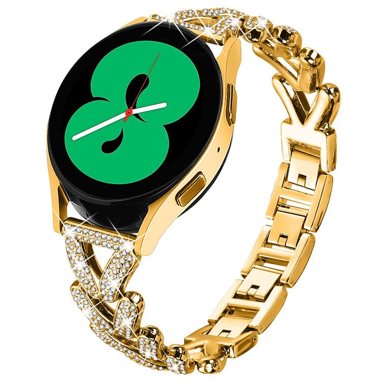 Zinc Alloy Twisted Watch Band Rhinestone Decor for Honor MagicWatch 2 42mm Watch Strap - Gold