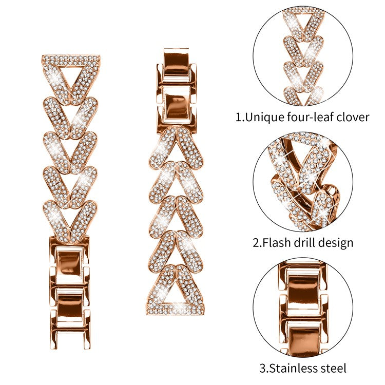 Zinc Alloy Twisted Watch Band Rhinestone Decor for Honor Watch ES Watch Strap - Rose Gold