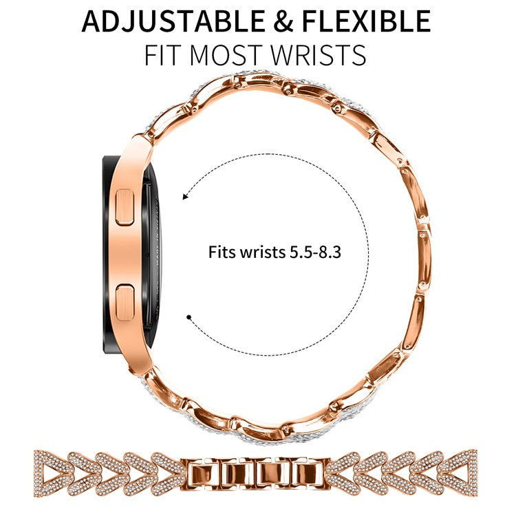 Zinc Alloy Twisted Watch Band Rhinestone Decor for Honor Watch ES Watch Strap - Rose Gold