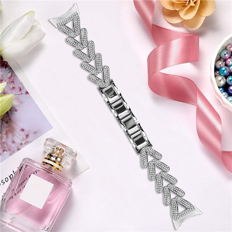 Zinc Alloy Twisted Watch Band Rhinestone Decor for Google Pixel Watch 3 41mm  /  Pixel Watch 2  /  Pixel Watch Watch Strap - Silver