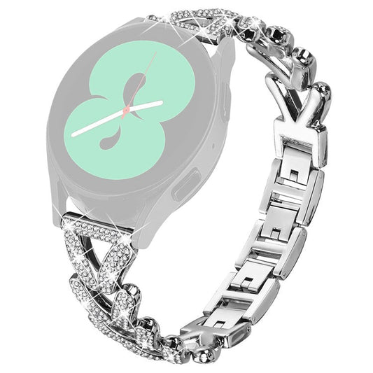 Zinc Alloy Twisted Watch Band Rhinestone Decor for Garmin Forerunner 645  /  Forerunner 645 Music Watch Strap - Silver
